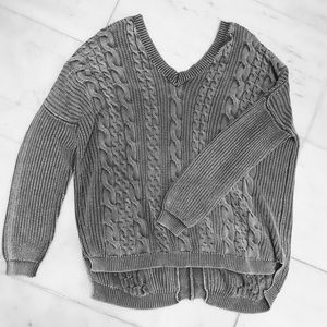 Gray knit sweater